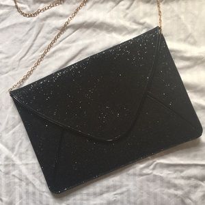 LF Black Glitter Envelope clutch